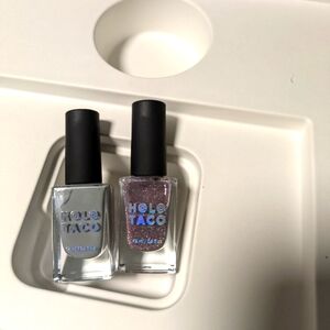 Holo Taco Nail Polish Set | Duct Tape Grey & Disco Dust Taco